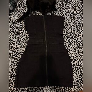 Reformation Black Leather Jacket with Silver Zipper